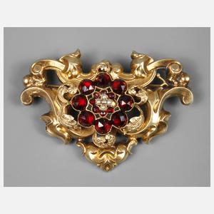 Biedermeierbrosche mit Granatbesatz