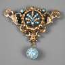 Biedermeierbrosche mit Türkisen und Perlen