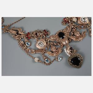 Prachtvolles Trachtencollier mit Edelsteinbesatz