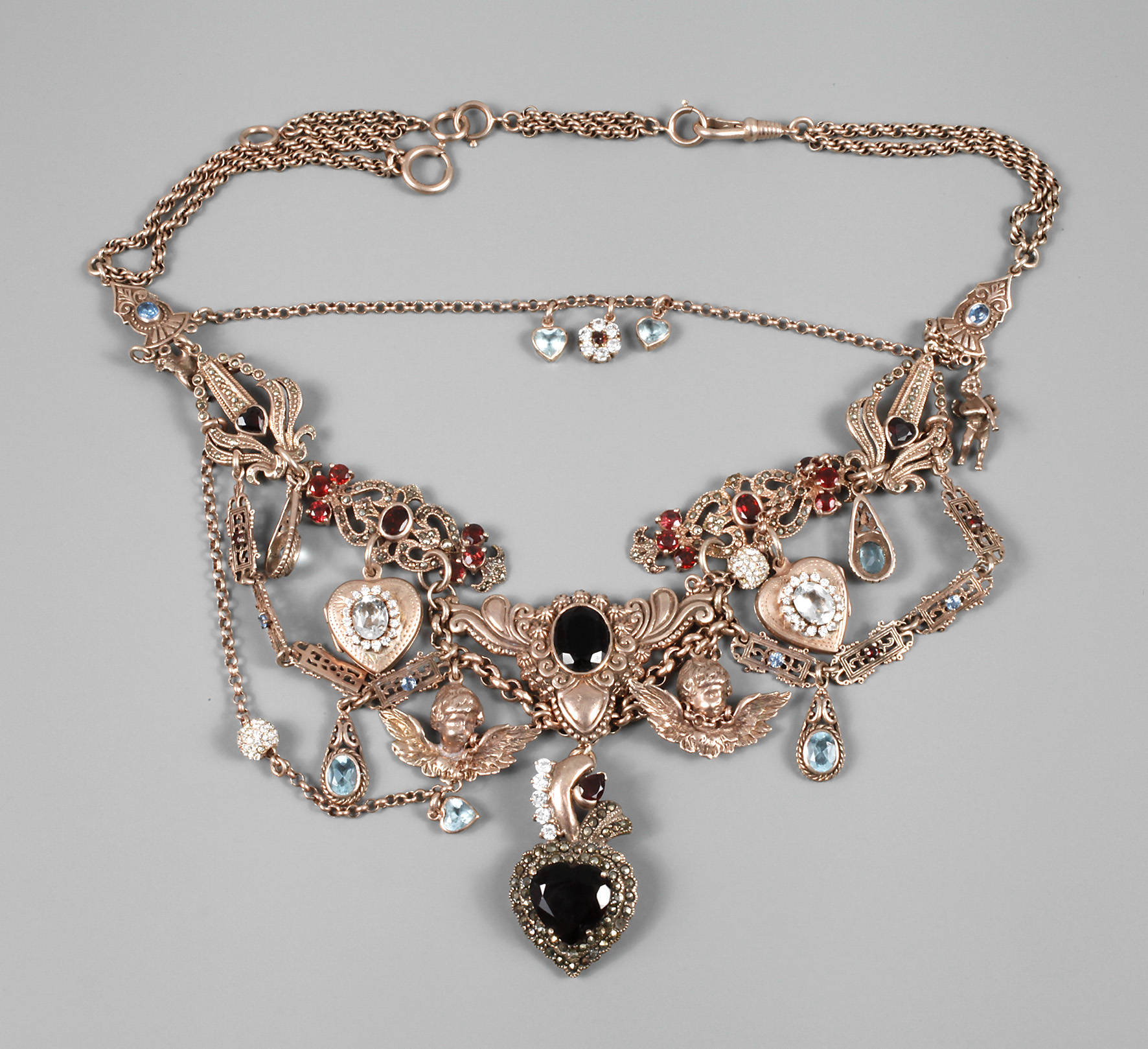 Prachtvolles Trachtencollier mit Edelsteinbesatz