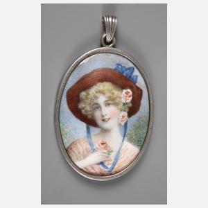 Feiner Anhänger mit Emailmalerei