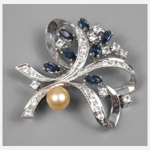 Silberbrosche mit Steinbesatz