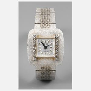 Damenarmbanduhr Weißgold mit Diamantbesatz