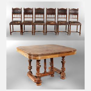 Esstisch und sechs Stühle Gründerzeit