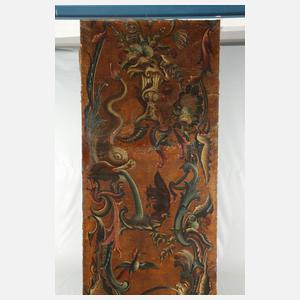 Paar spätbarocke Ledertapeten