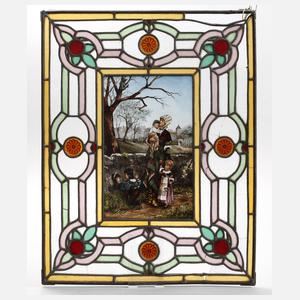 Bleiglasfenster mit Hinterglasmalerei