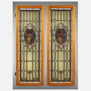 Zwei Bleiglasfenster Historismus