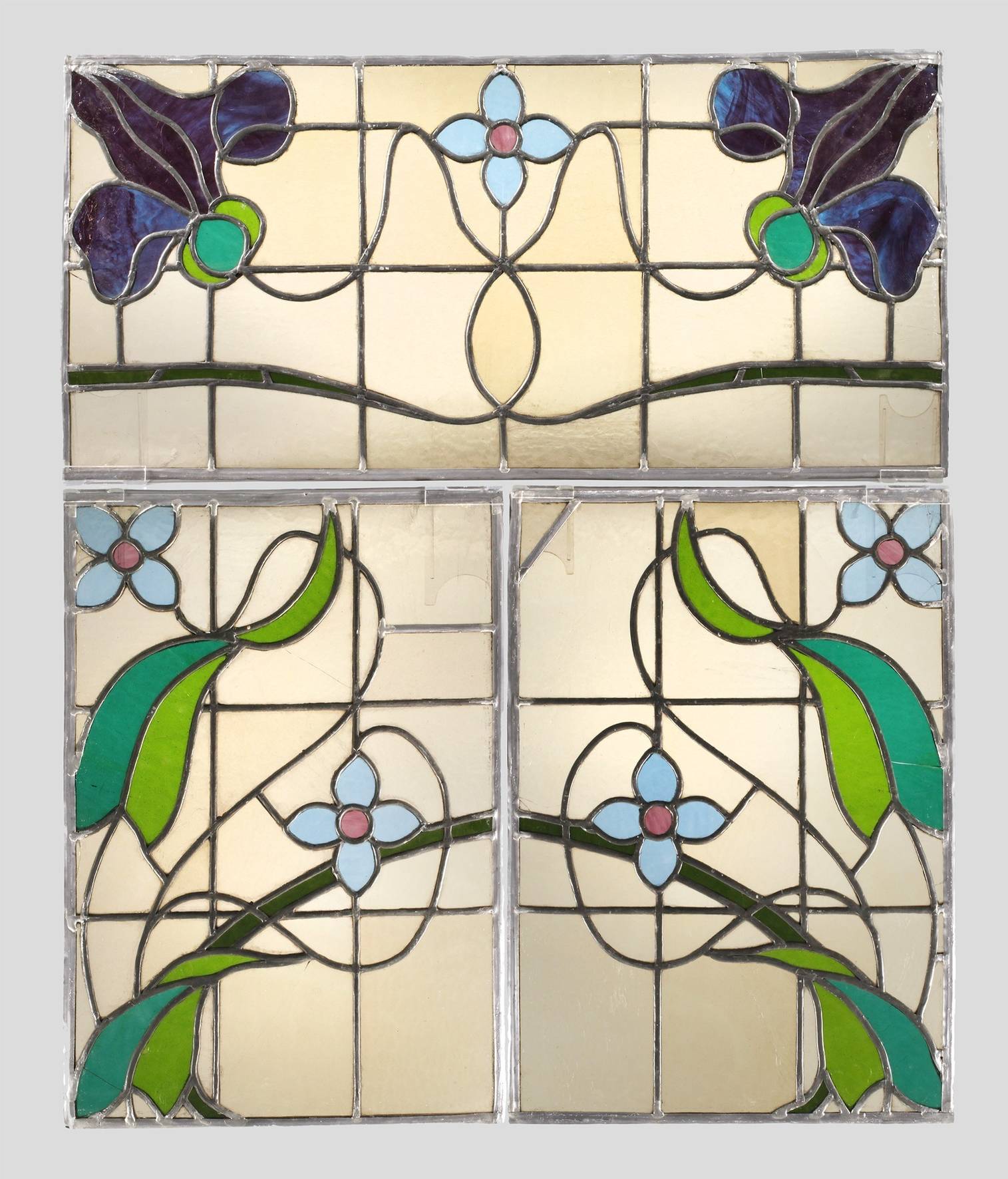 Drei Bleiglasfenster Jugendstil