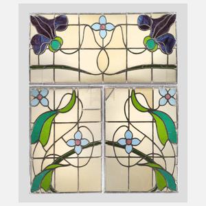 Drei Bleiglasfenster Jugendstil