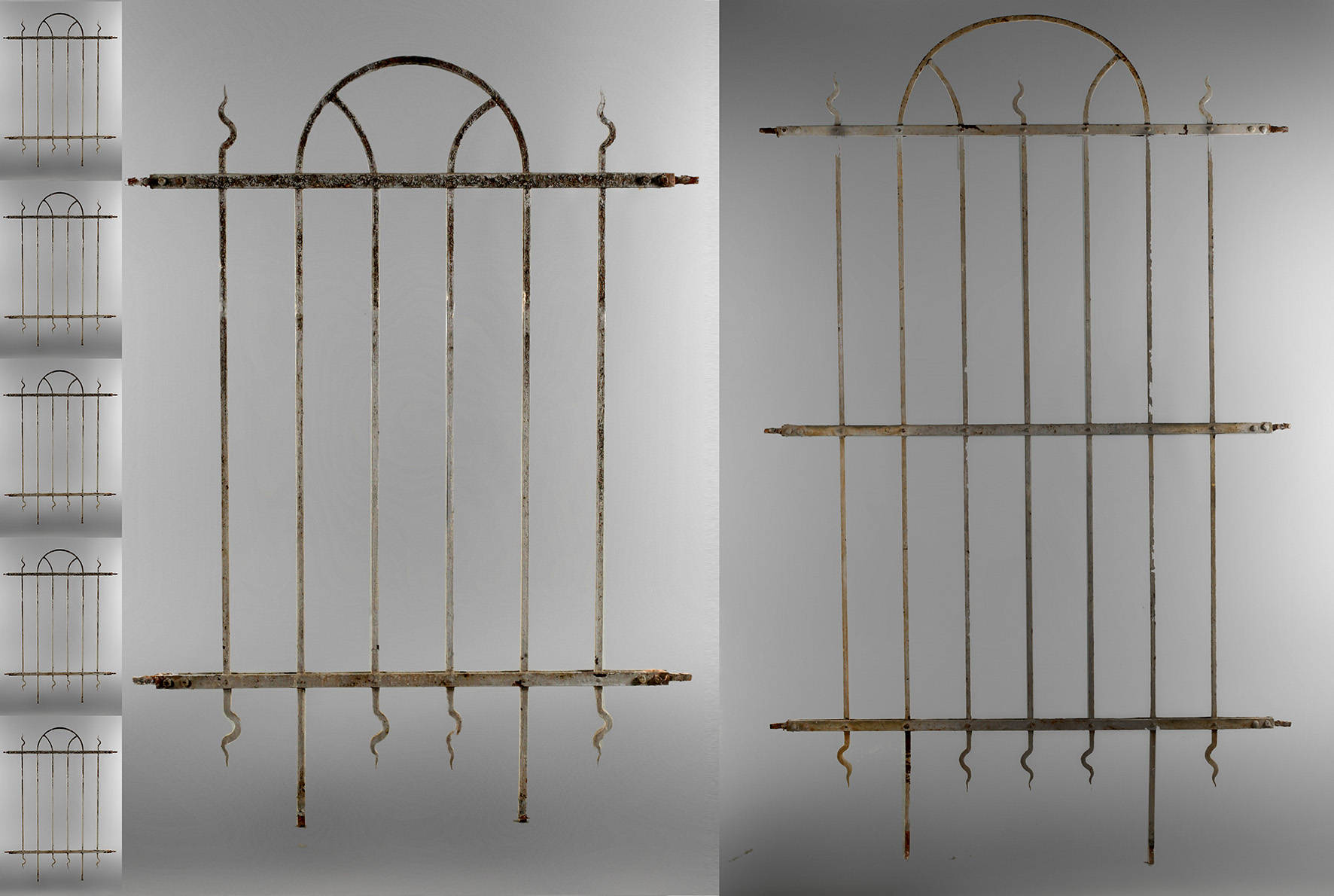 Sieben Fenstergitter Jugendstil