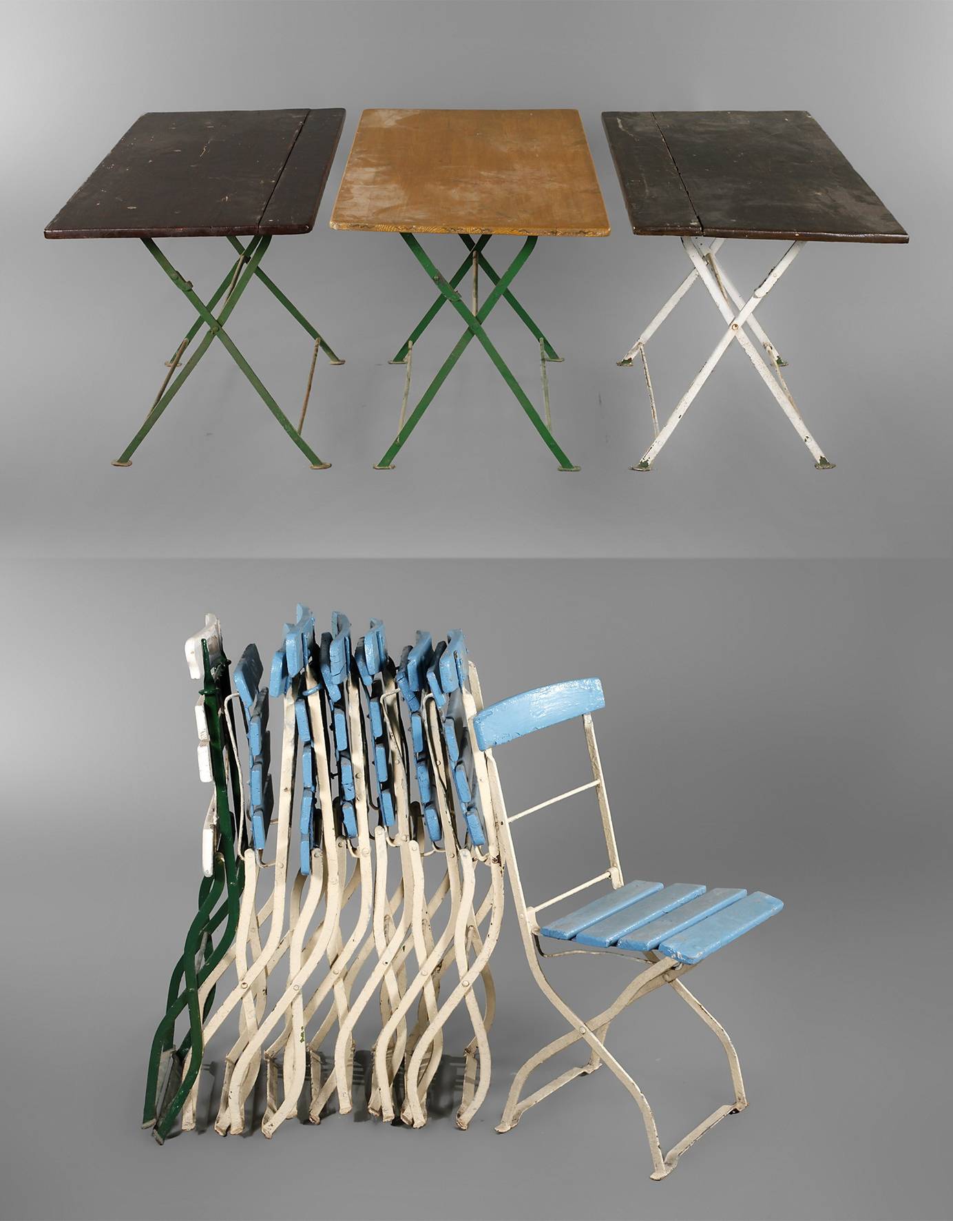 Konvolut Brauereitischgarnituren ”Tucher”