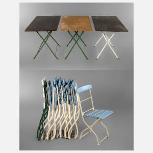 Konvolut Brauereitischgarnituren ”Tucher”