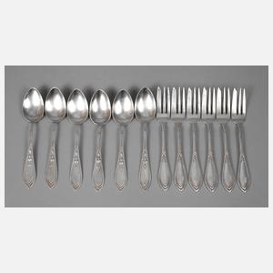 Silber sechs Kaffeelöffel und sechs Kuchengabeln