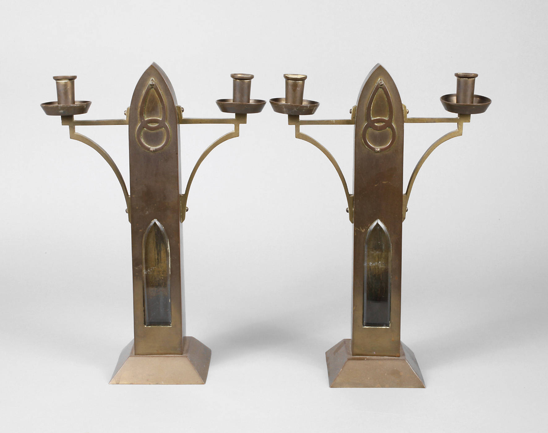 Paar zweiflammige Jugendstilleuchter