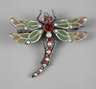 Brosche als Libelle mit Fensteremail