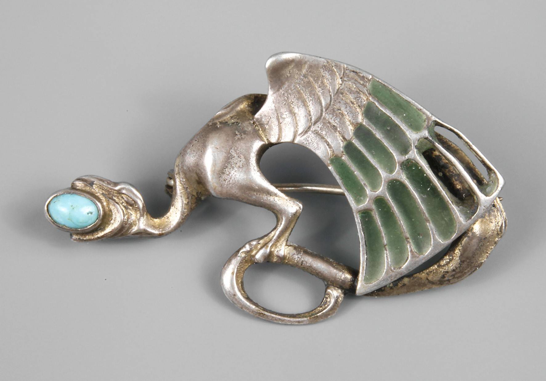 Silber Brosche mit Fensteremail