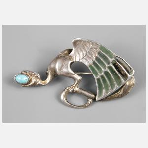 Silber Brosche mit Fensteremail