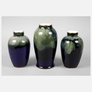 Rosenthal drei Vasen Laufglasur