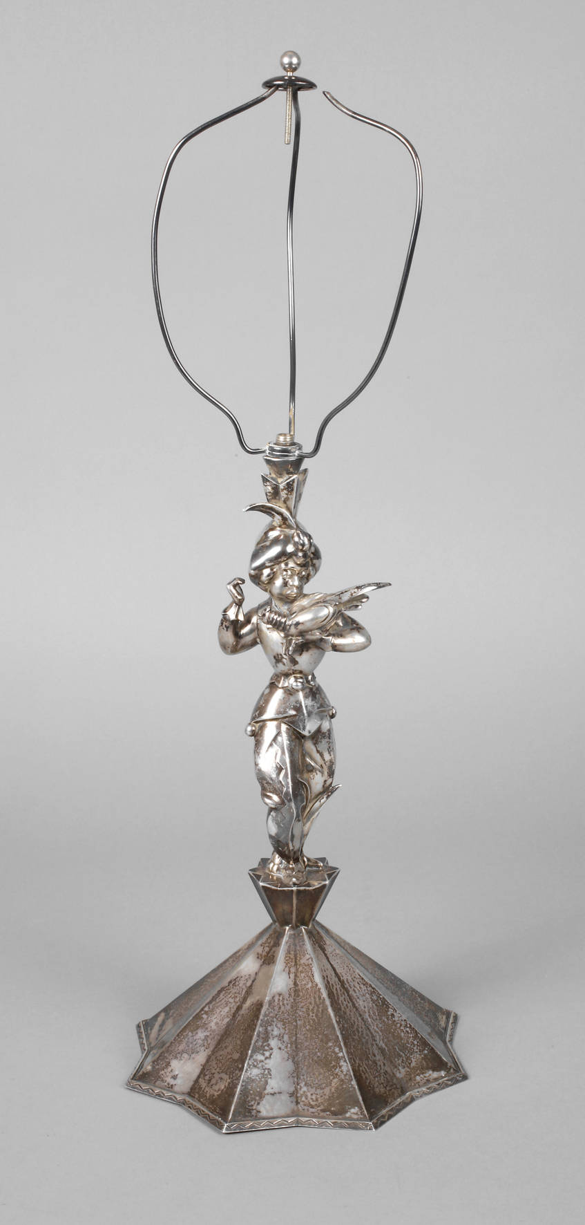 Silber figürliche Tischlampe Art déco