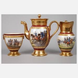 Sevres Kaffeeservice mit napoleonischen Schlachtenszenen