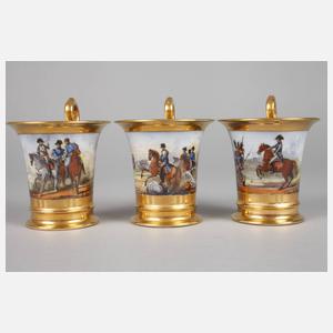 Sevres Kaffeeservice mit napoleonischen Schlachtenszenen