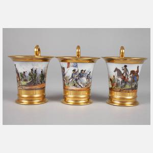 Sevres Kaffeeservice mit napoleonischen Schlachtenszenen