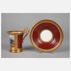 Sevres Kaffeeservice mit napoleonischen Schlachtenszenen