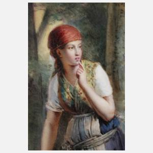 KPM Berlin Porzellanbildplatte ”Die Reisigdiebinnen”