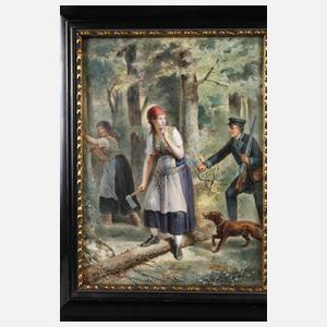 KPM Berlin Porzellanbildplatte ”Die Reisigdiebinnen”