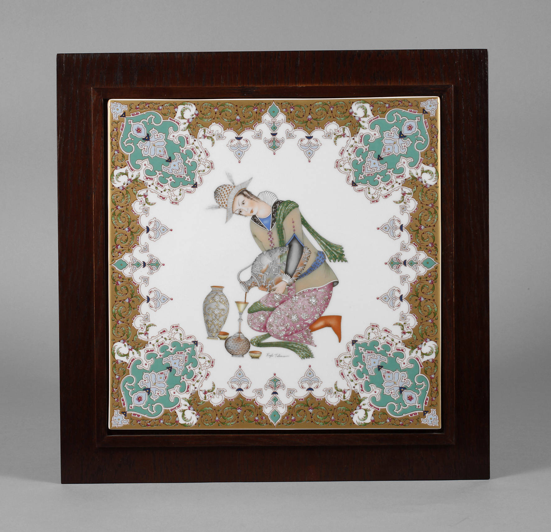 Hutschenreuther Bildplatte ”Jagdgehilfin mit Weinkrug”