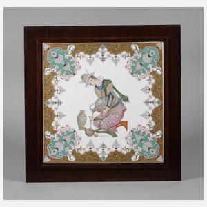 Hutschenreuther Bildplatte ”Jagdgehilfin mit Weinkrug”