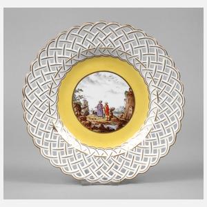 Meissen Durchbruchteller Kauffahrteiszene