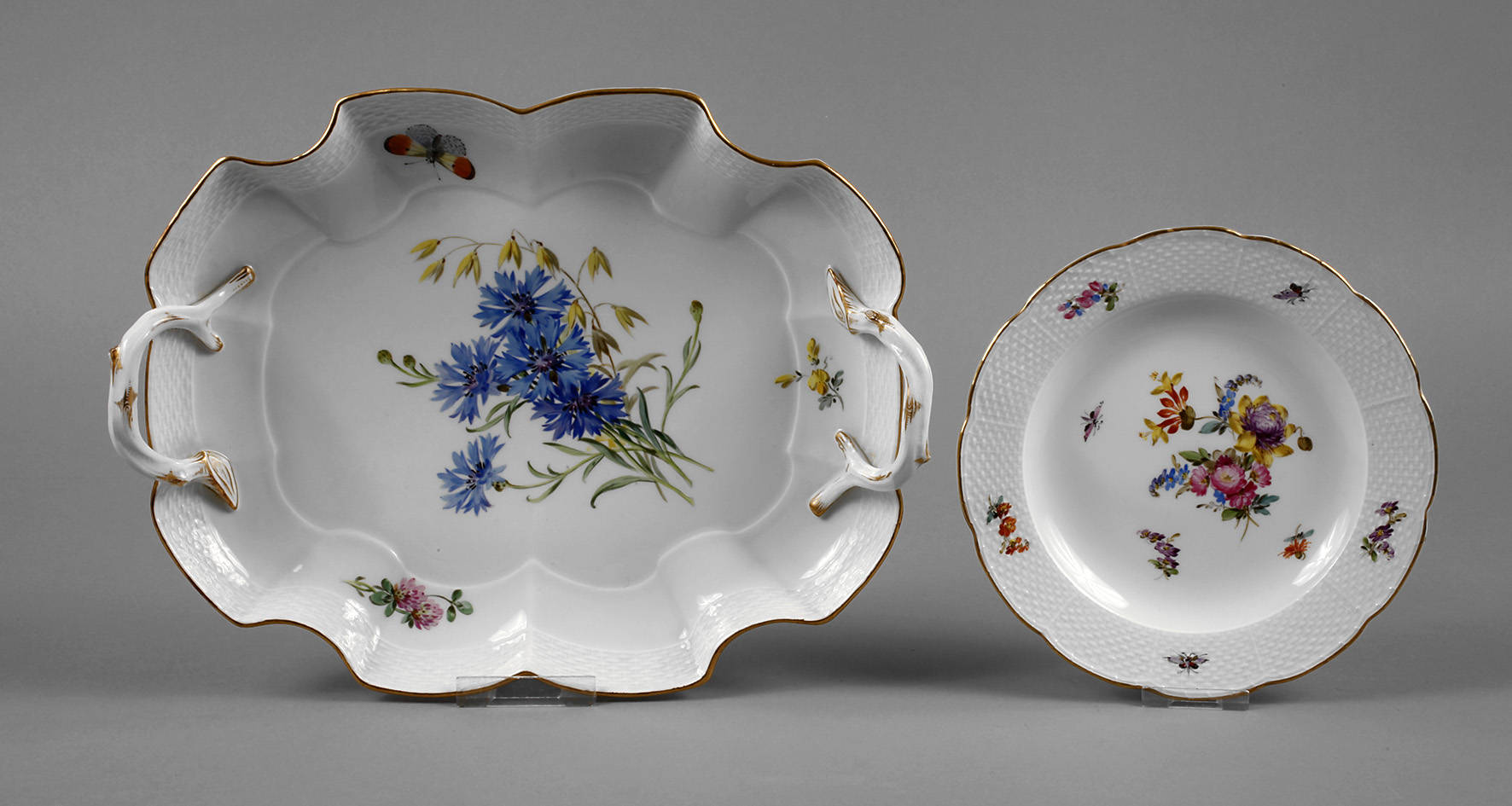 Meissen Tablett und Teller