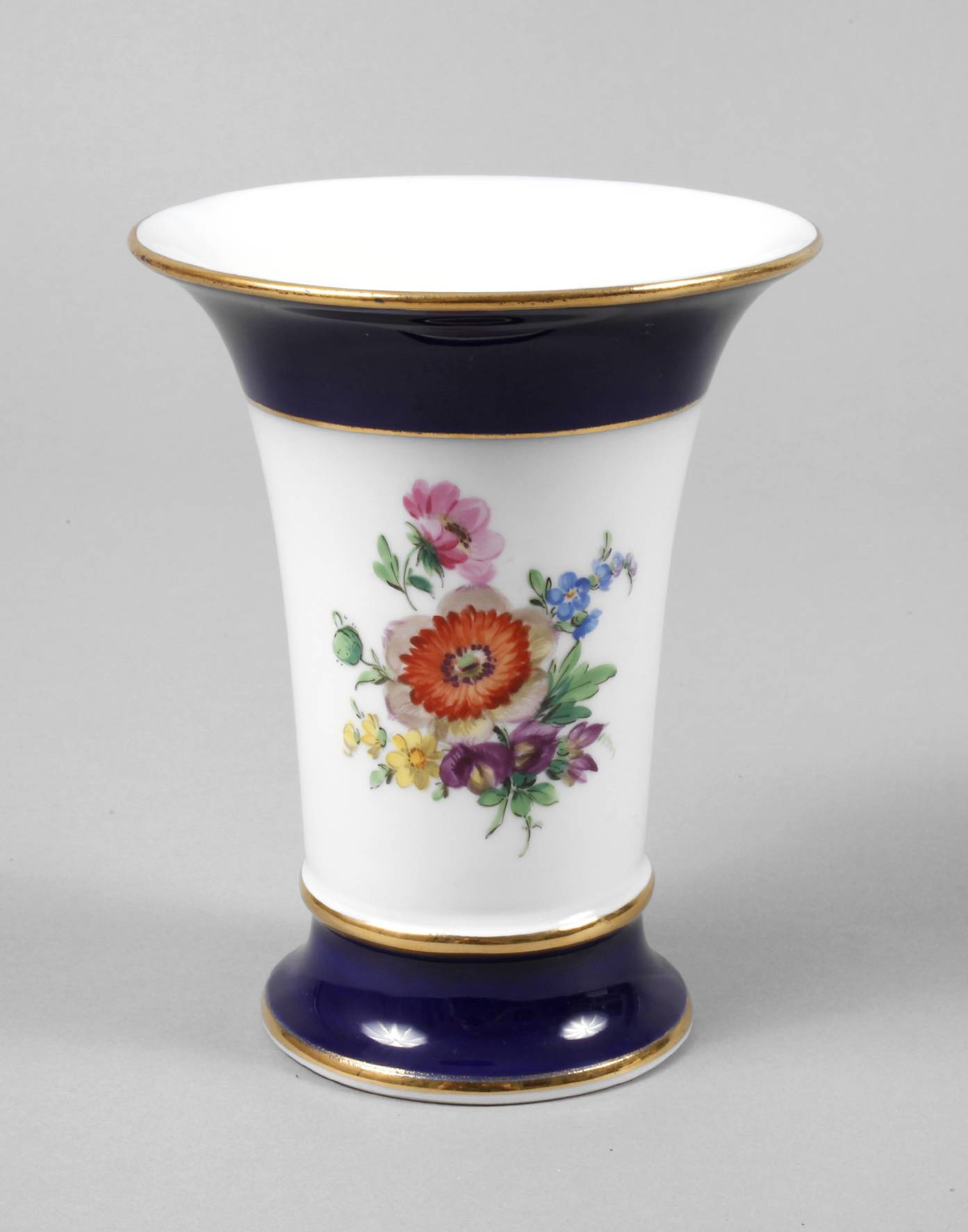 Meissen Trichtervase Kobaltrand