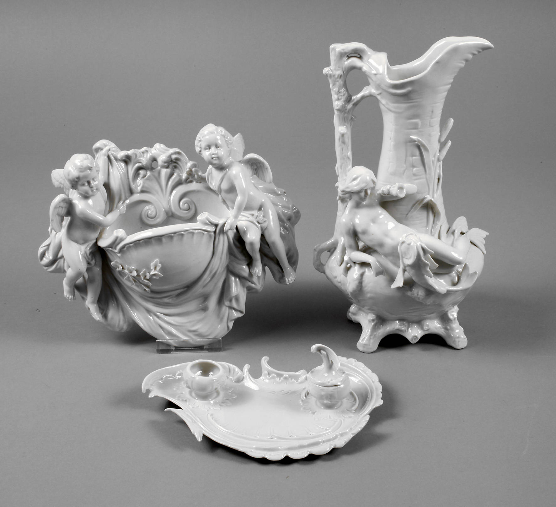 Scheibe-Alsbach drei Teile Weißporzellan