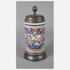 Großer Dorotheentaler Fayence Walzenkrug