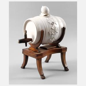 Biedermeier Weinfass auf Kirschholzständer