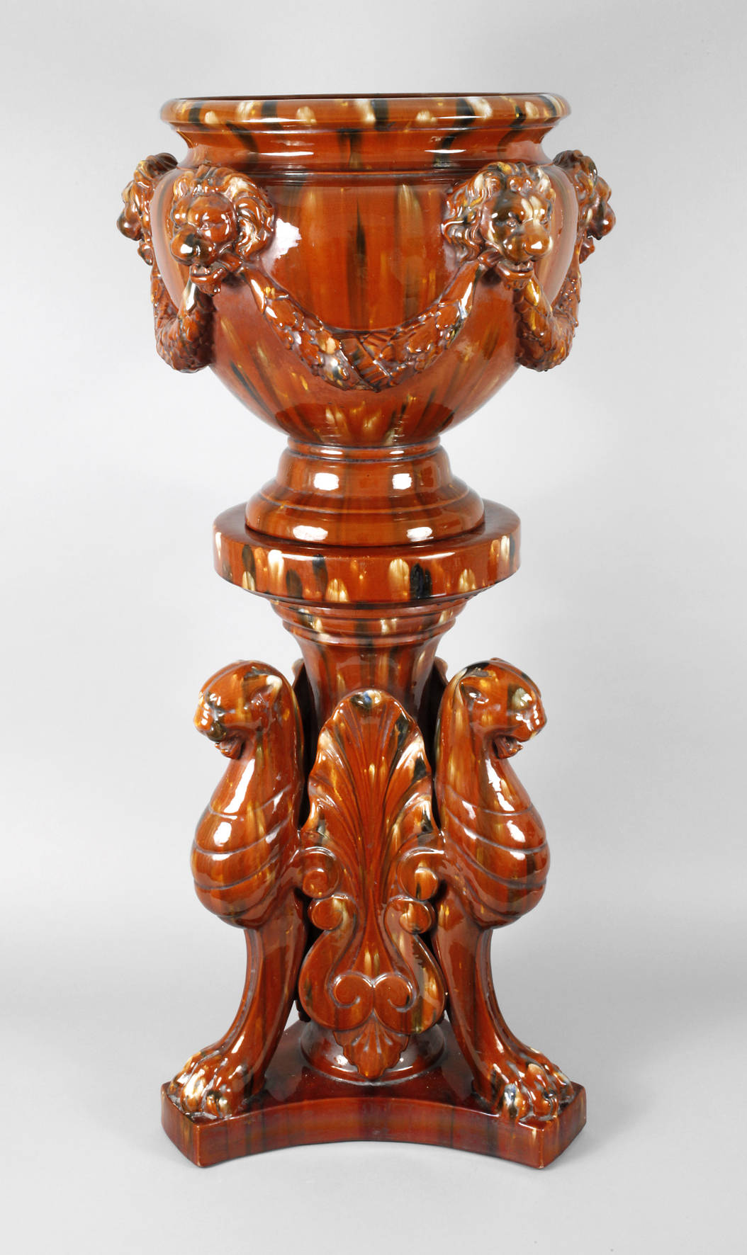 Clement Massier übergroßer Cachepot mit Säule