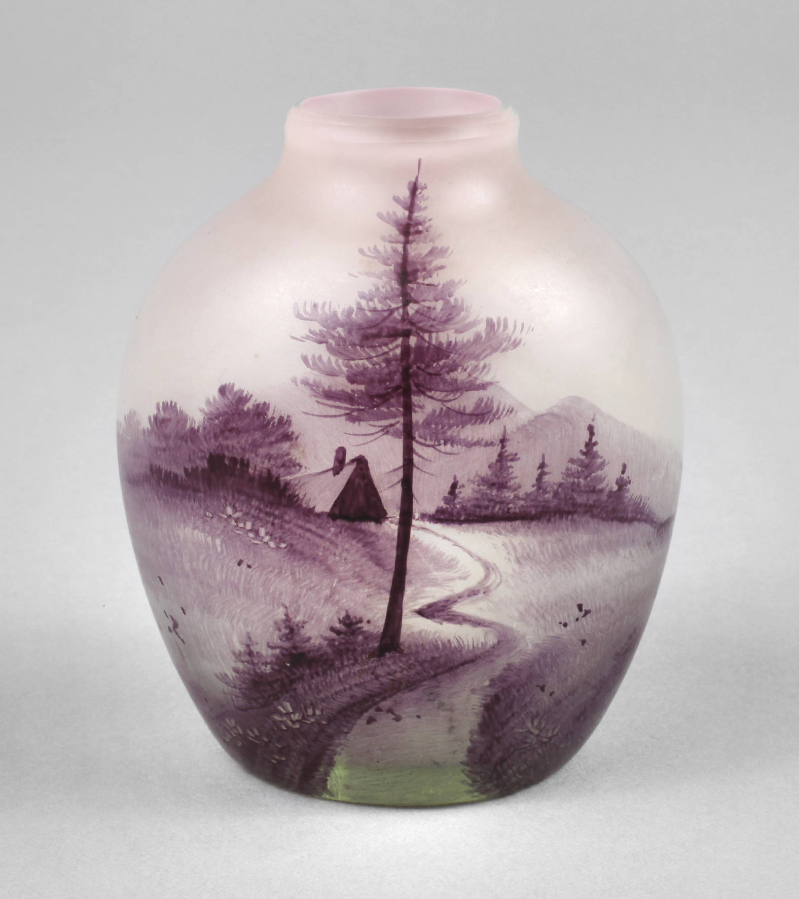 Kleine Jugendstilvase Landschaftsdekor