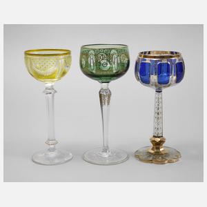 Drei große Jugendstil-Weinrömer