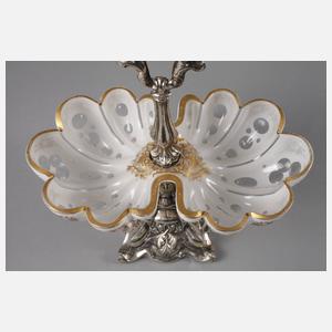 Tafelaufsatz Silber und Glas