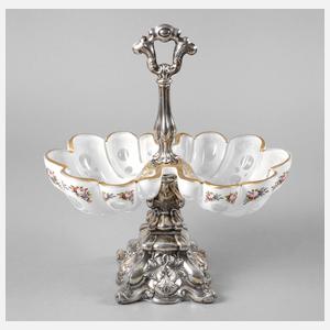 Tafelaufsatz Silber und Glas