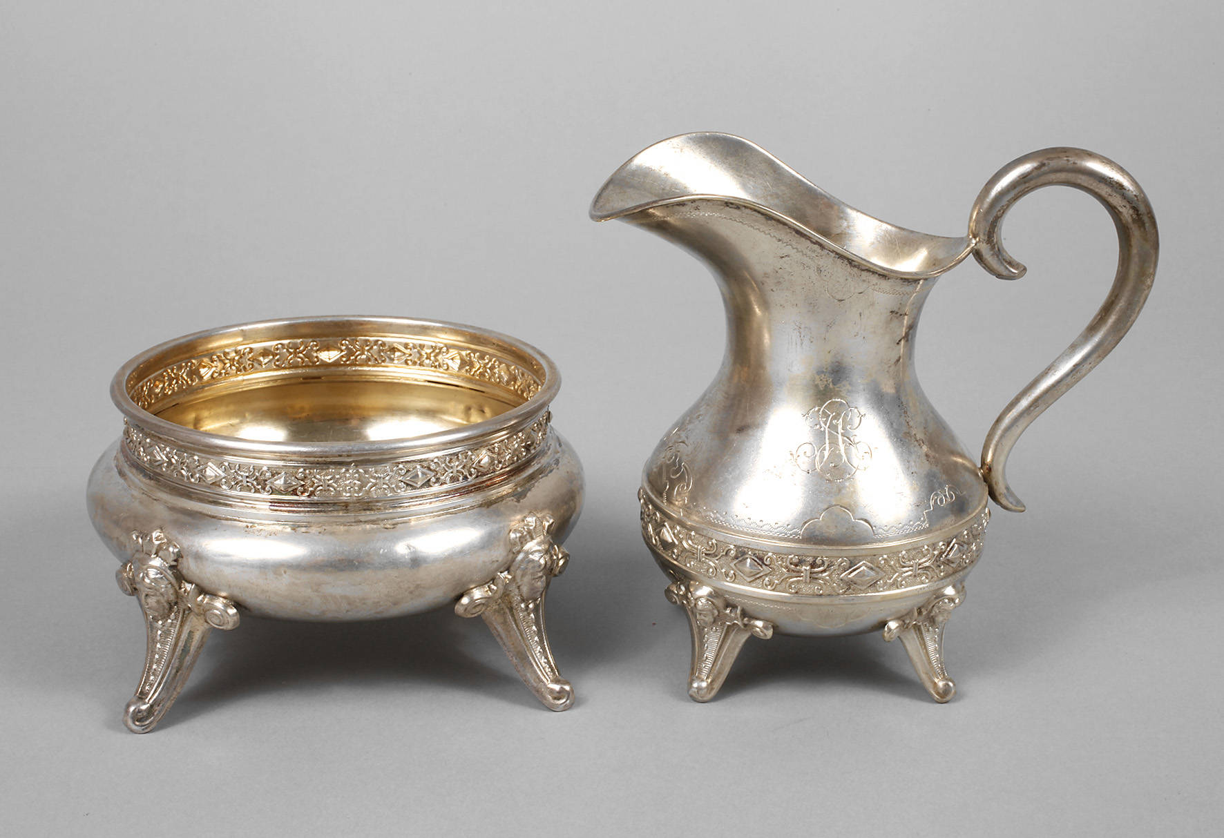 Silber Zucker-/Sahneset