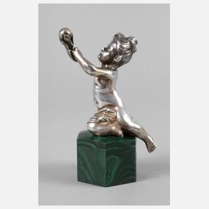 Silberfigur auf Malachitdose