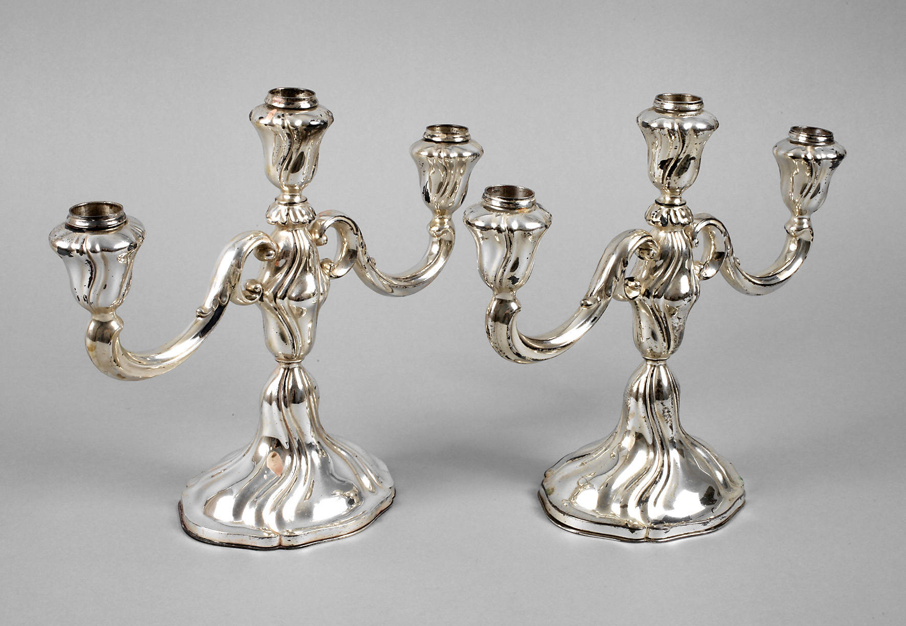 Silber Paar dreiflammige Kerzenleuchter