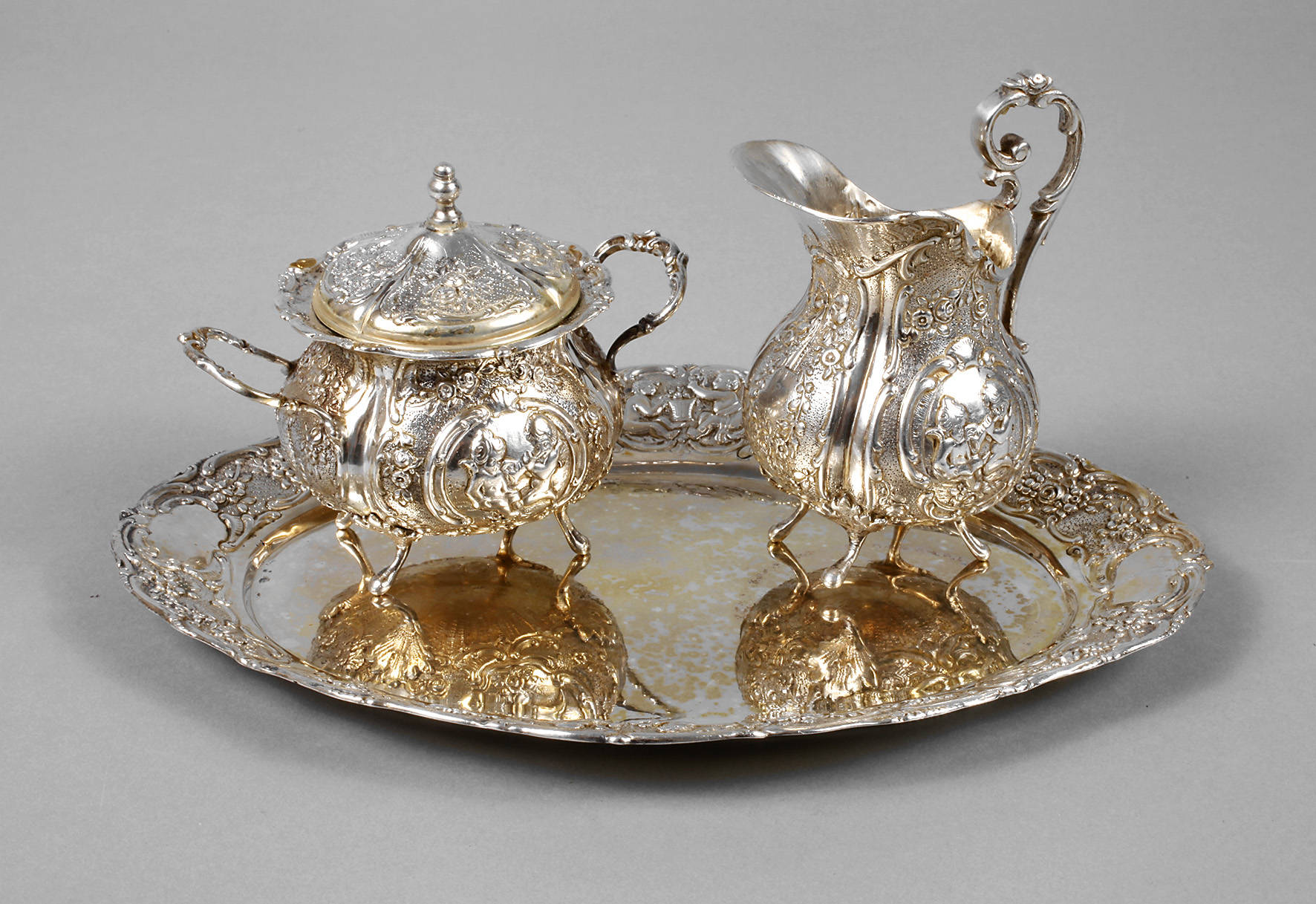 Silber Zucker-/Sahneset