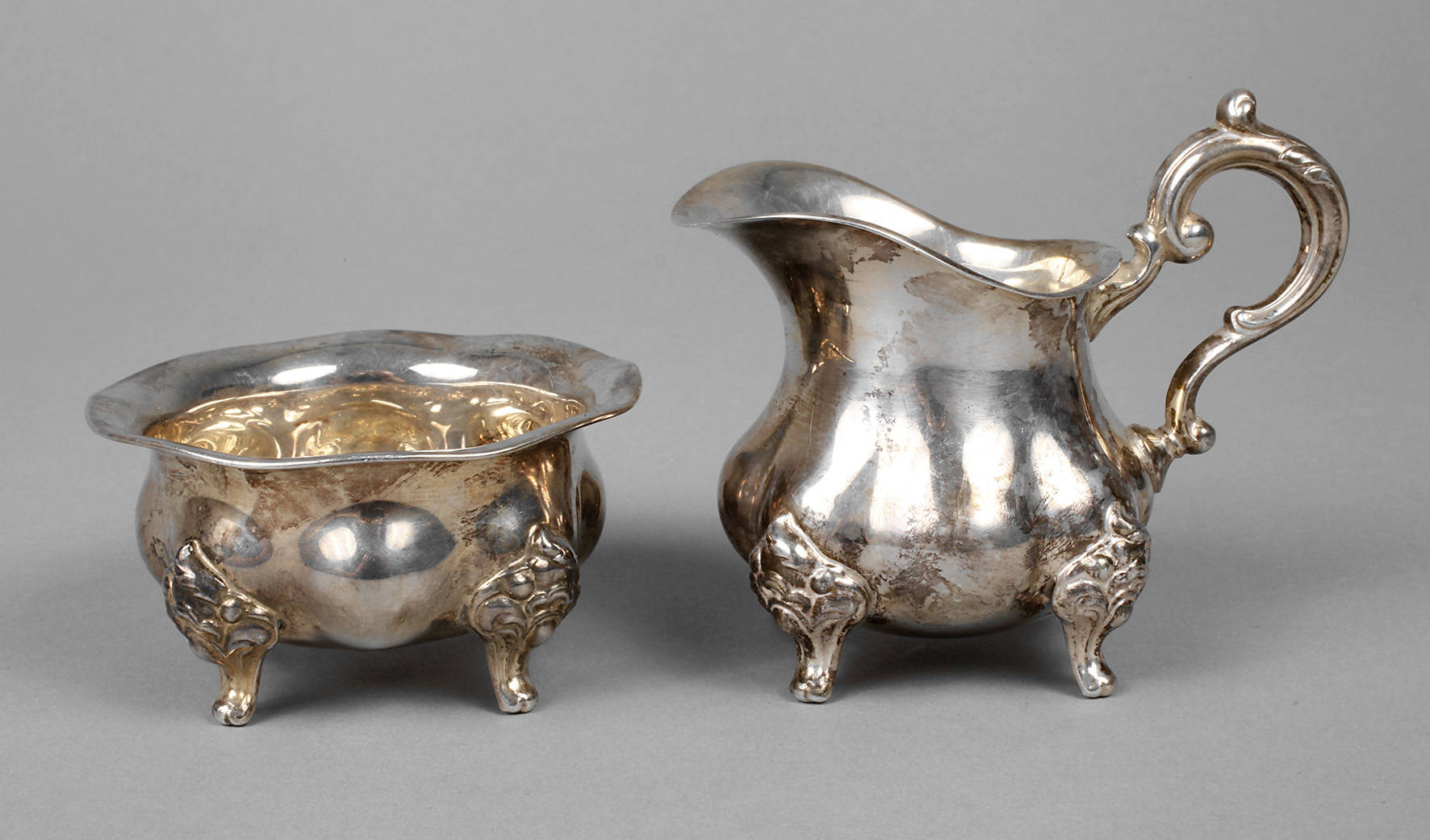 Silber Zucker-/Sahneset