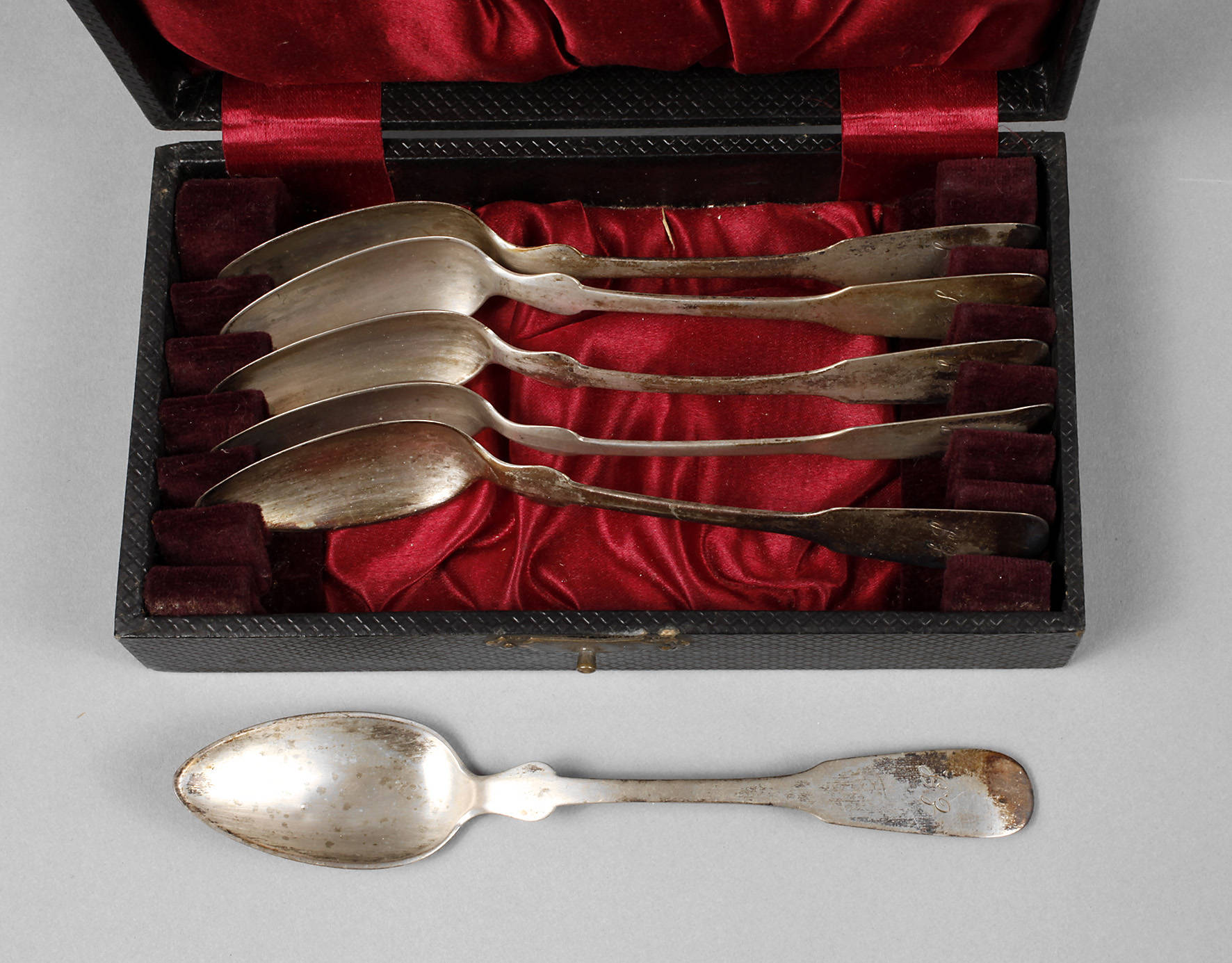 Silber sechs Kaffeelöffel im Etui