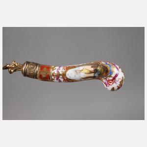 Silber-Eislöffel mit Porzellangriffen