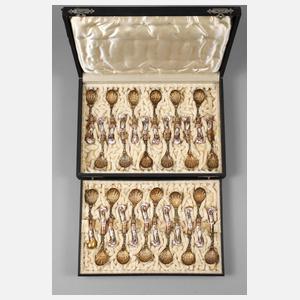 Silber-Eislöffel mit Porzellangriffen